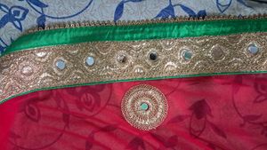 Rani Pink Saree with Mirror Work