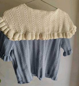 Sweet Ruffle Collar Knit Top