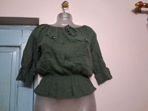 Olive Green Peplum Top