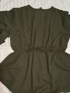 Chic Olive Green Button-Up Tunic Top