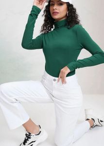 Chic Green Turtleneck Bodysuit