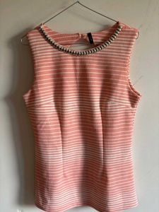 Pink Striped Sleeveless Top with Cutout Back