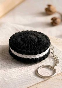 Crocheted Oreo Cookie Keychain
