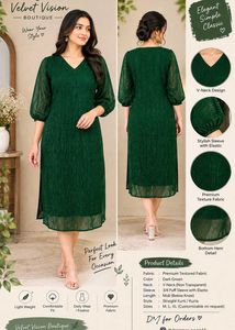 Dark Green Shimmer Designer Kurti – Size M