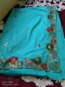 Teal Embellished Saree