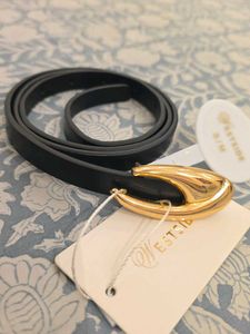 Stylish Black Belt with Gold Buckle