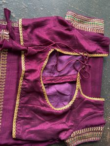 Elegant Purple Saree with Elephant Embroidery