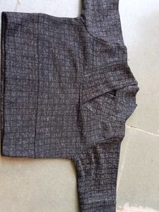 Stylish Women's Grey Textured Blouse