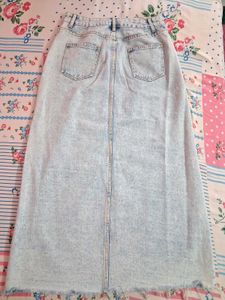 Light Wash Denim Maxi Skirt