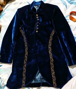 Men's Royal Blue Velvet Sherwani Jacket