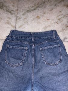 Wide Leg Blue Denim Jeans