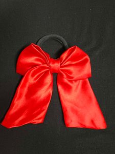 Chic Red Satin Bow Hair Tie