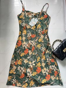 Floral Print Slip bodycon backless dress