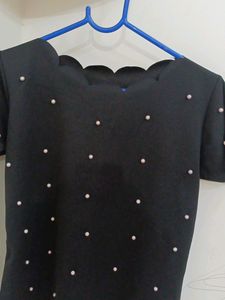 Navy Cutwork Perl Top