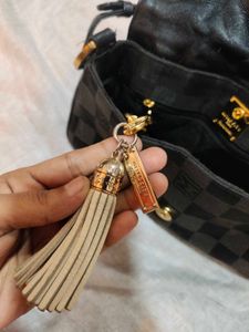 metrocity Vintage Chic Black Monogram Hobo Bag