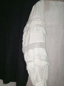 Black and White Ruffle Sleeve Top