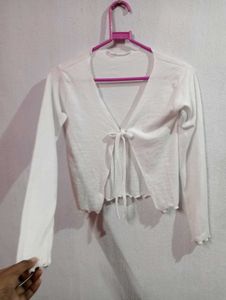 Chic Black &amp; White Tie-Front Cardigan
