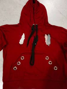 Red Feather Accent Hoodie