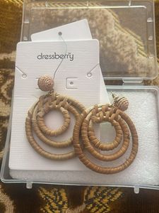 Boho Rattan Hoop Earrings