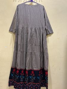 Boho Tiered Floral Maxi Dress with Embroidered Det