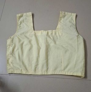 Yellow Square Neck Sleeveless Blouse