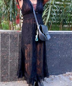 Black Lace Sheer Maxi Dress
