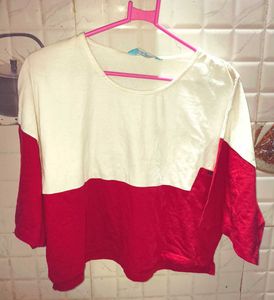 White And Red Crop Top
