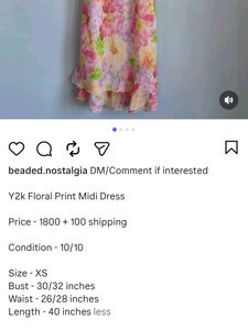 Y2k Floral Print Dress with Tie Shoulders