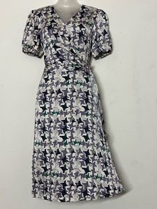 Pintresty Retro Print Wrap Midi Dress