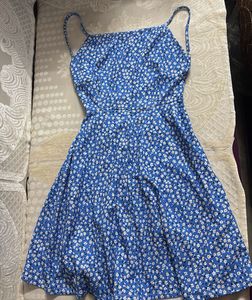 SALE - women fit and flare blue midi dress - S