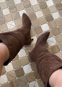 Brown Suede Knee-High Boots