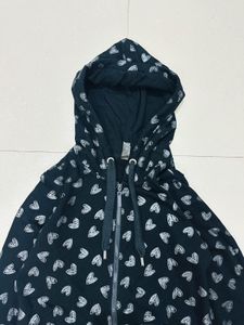 Cute Heart Print Zip-Up Hoodie 🇺🇸