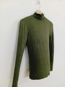 Olive Green Turtleneck Top