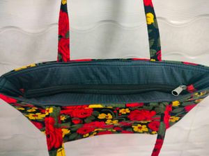 Cute Floral Red Basket Like Handbag (Handmade)