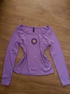 Lavender Ribbed Long Sleeve Top