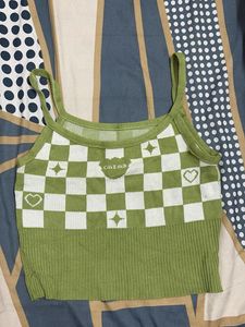 Cute Checkered Crop Tank Top