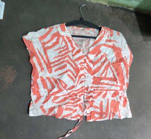 Y2K Style Ruched Button-Up Top