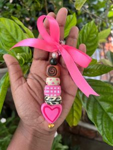 Handmade Beaded Heart Keychain