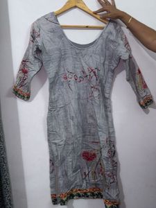 Grey Printed Kurta