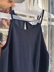 Navy Blue Textured Mini Dress