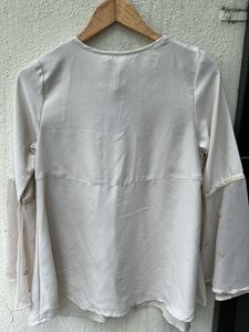 Embroidered Beige Kurta Top