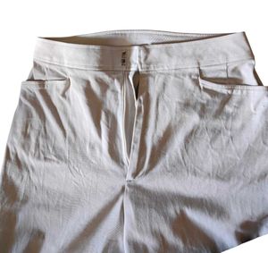 Cream Formal High Waisted Straight Leg Trousers