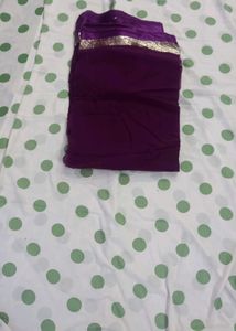Elegant Purple Saree with Golden Border