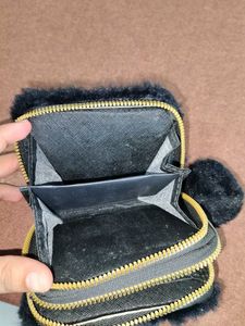 Fuzzy "PINK" Pouch with Pom