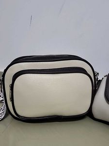 Stylish Cream &amp; Black Crossbody Bags Set