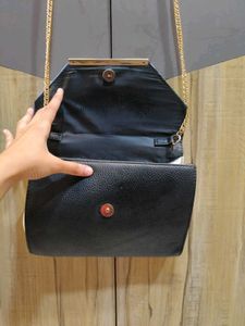 Chic Two-Tone Clutch with Gold Chain