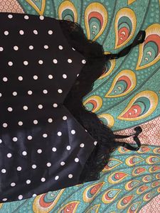 Black Polka Dot Lace Trim Cami Top