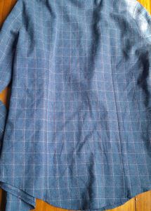 Korean Blue Plaid/Checked Button-Down Shirt