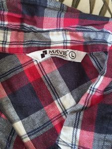 Red and Blue Plaid Button-Up Shirt