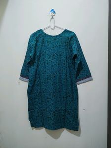 Green Floral Leaf Print Kurta